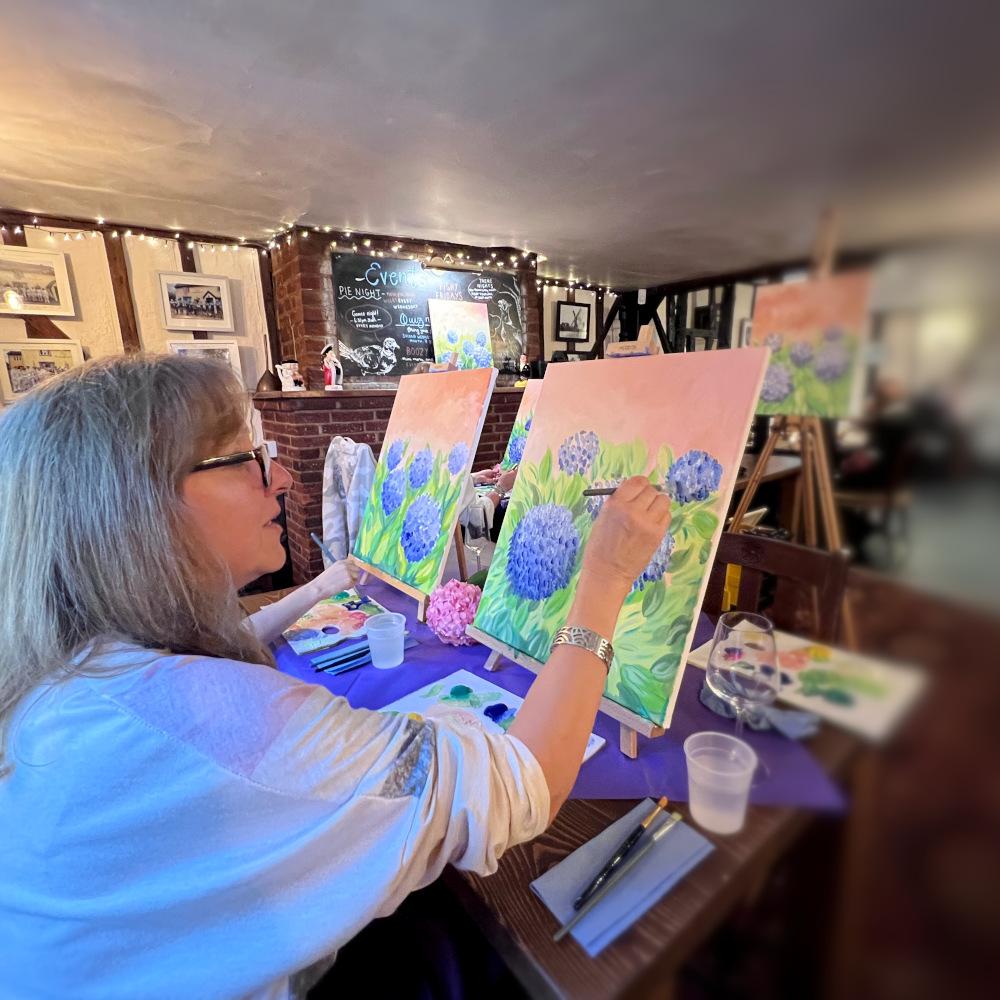 Hydrangea Paint and Sip Night, The Pheasant  - Paint and Sip Nights -  The Creative Canvas