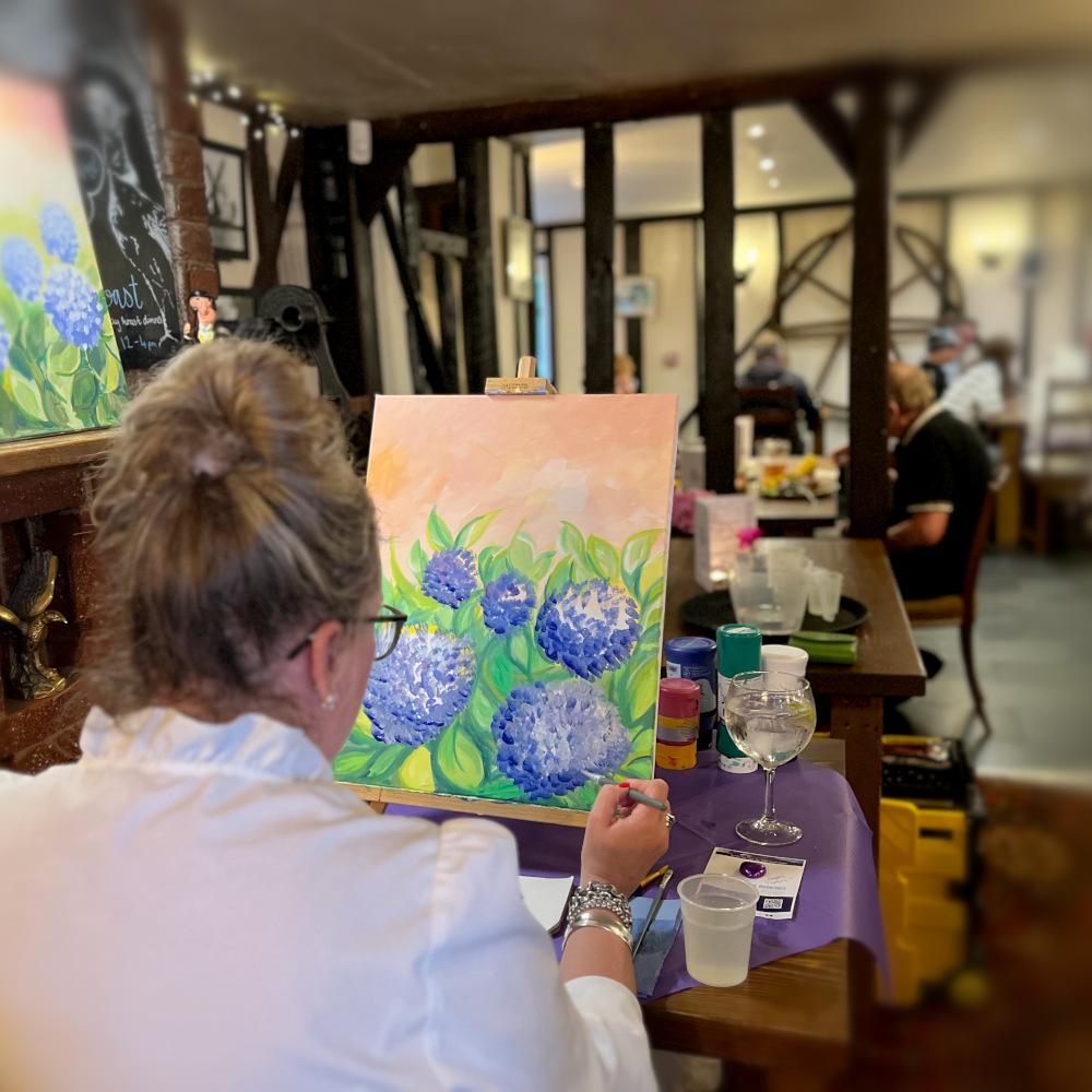 Hydrangea Paint and Sip Night, The Pheasant  - Paint and Sip Nights -  The Creative Canvas