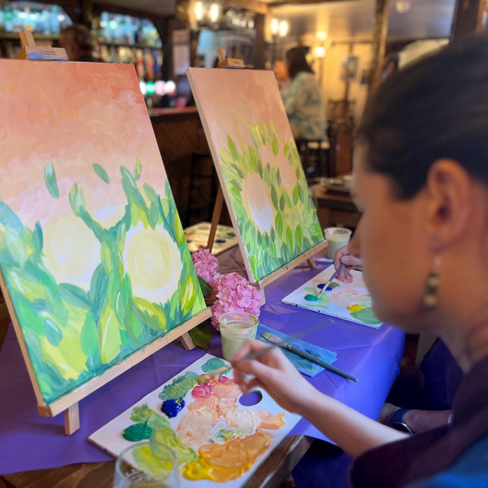Hydrangea Paint and Sip Night, The Pheasant  - Paint and Sip Nights -  The Creative Canvas