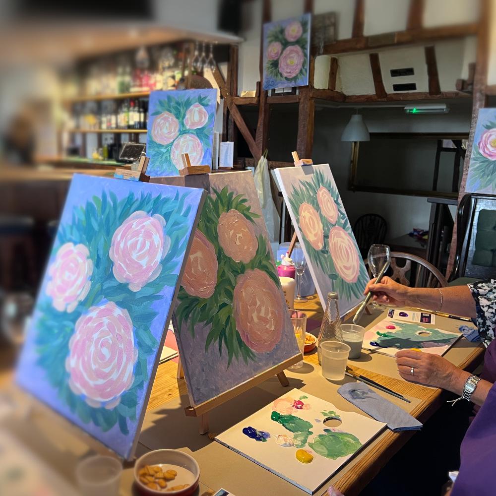 Perfect Peonies Paint and Sip at The Chequers Barley  - Paint and Sip Nights -  The Creative Canvas