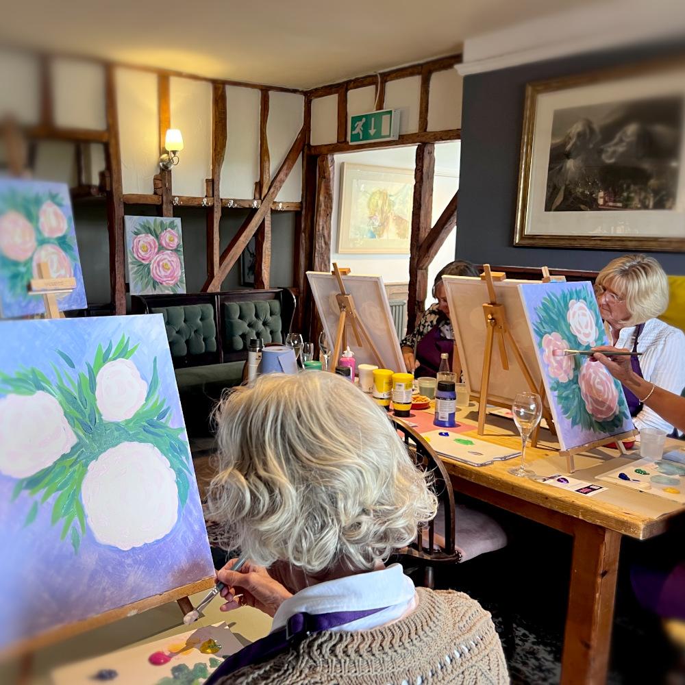 Perfect Peonies Paint and Sip at The Chequers Barley  - Paint and Sip Nights -  The Creative Canvas