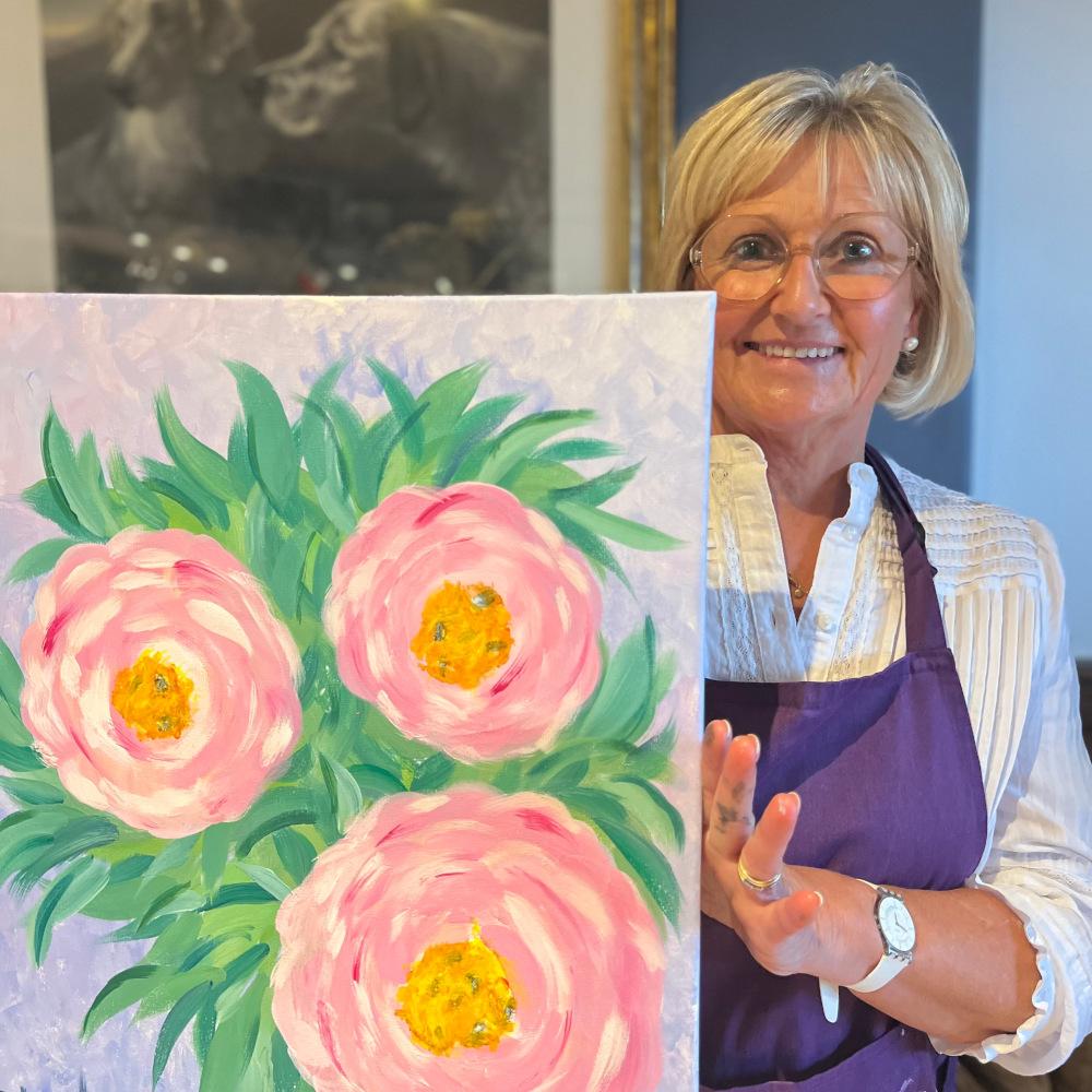 Perfect Peonies Paint and Sip at The Chequers Barley  - Paint and Sip Nights -  The Creative Canvas