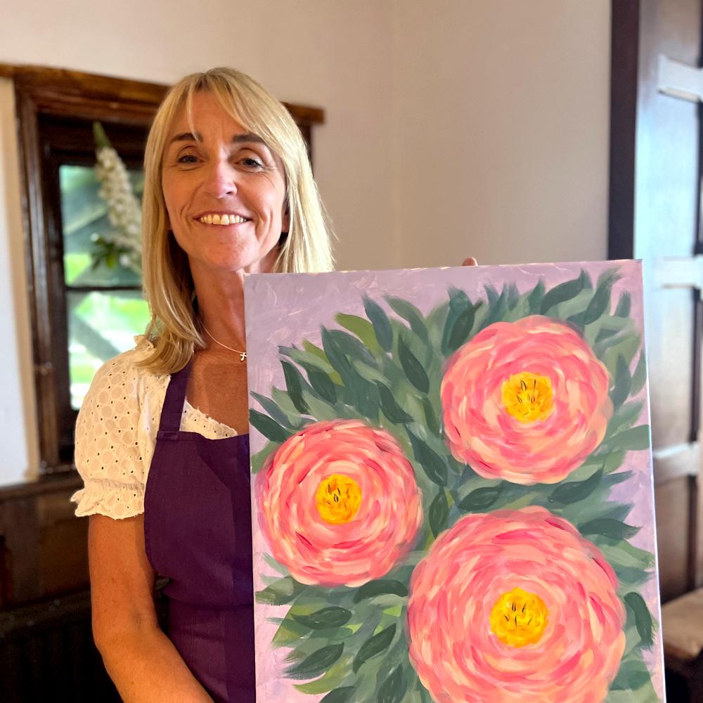 Perfect Peonies Paint and Sip at The Chequers Barley  - Paint and Sip Nights -  The Creative Canvas